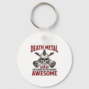 Death Metal Dad Skull Guitar Vintage Shirt Design_ Key Ring