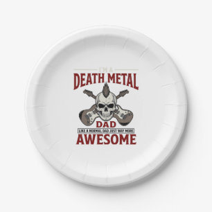 Death Metal Dad Skull Guitar Vintage Shirt Design_ Paper Plate