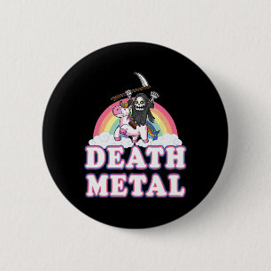 Death Metal Funny Rainbow Grim Reaper Unicorn Shir 6 Cm Round Badge
