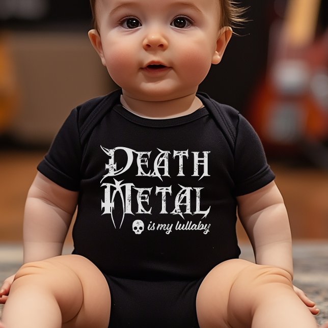 Death Metal is My Lullaby Baby Bodysuit (The ideal cheeky baby shower gift for parents that love their metal.)