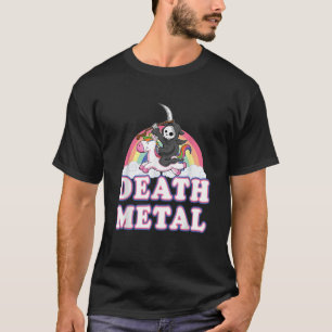Death Metal Rock Music Rainbow Grim Reaper Riding  T-Shirt