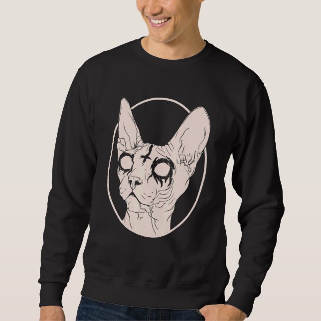 Death Metal Sphynx Cat Satanic Clothing For Men Wo Sweatshirt (Front)