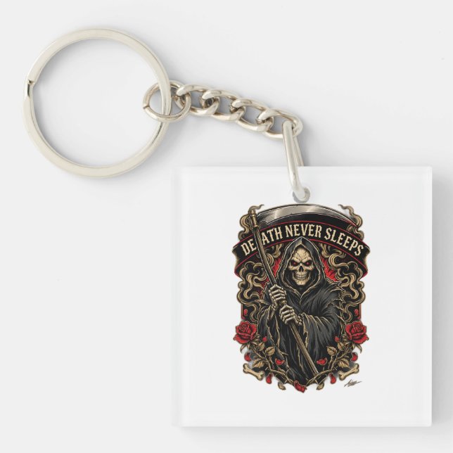 Death Never Sleeps Long Sleeve Key Ring (Front)