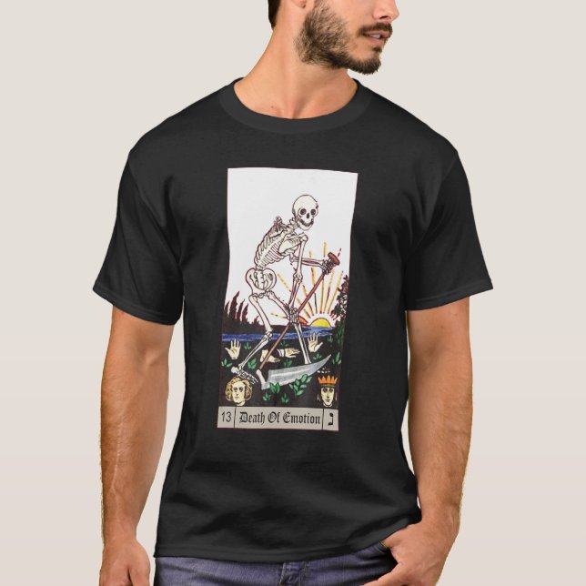 Death Of Emotion Tarot Card Aesthetic Skeleton Mys T-Shirt (Front)