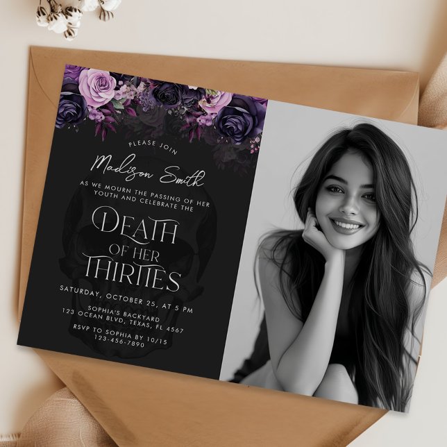 Death Of Her Thirties 40th Birthday Party Photo Invitation (Creator Uploaded)