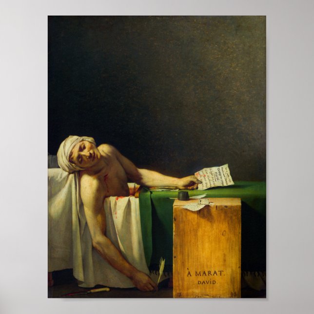 Death of Marat by Jacques-Louis David Poster (Front)