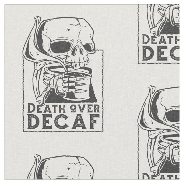 death over decaf skeleton coffee fabric (Close Up)