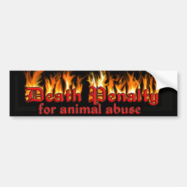 'DEATH PENALTY FOR ANIMAL ABUSE' in FLAMES Bumper Sticker (Front)