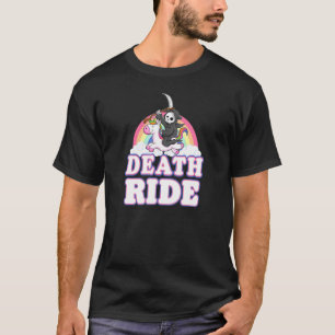 Death Ride Rainbow Grim Reaper Riding Unicorn Hall T-Shirt