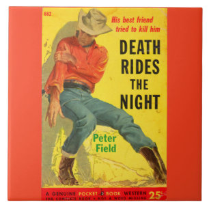 Death Rides the Night western book cover Ceramic Tile