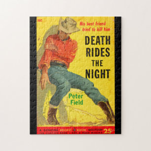 Death Rides the Night western book cover Jigsaw Puzzle