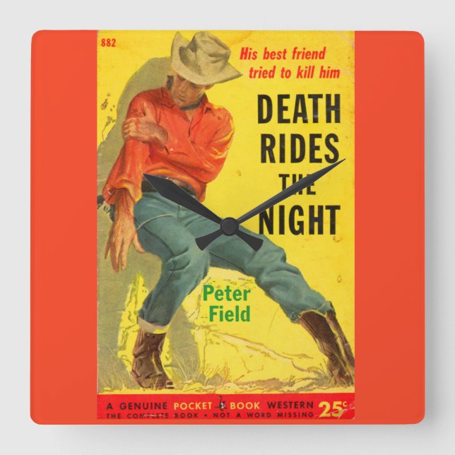 Death Rides the Night western book cover Square Wall Clock (Front)