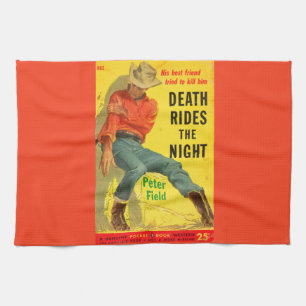 Death Rides the Night western book cover Tea Towel