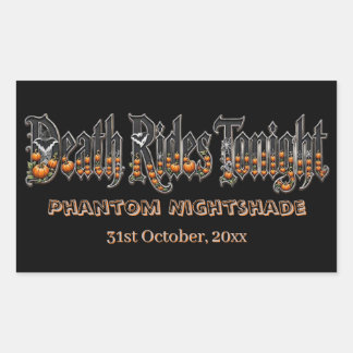 Death Rides Tonight Orange Pumpkins Bat Spooky Art Rectangular Sticker
