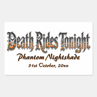 Death Rides Tonight Orange Pumpkins Bat Spooky Art Rectangular Sticker