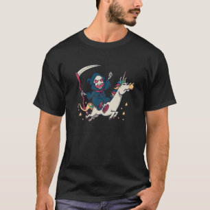 Death Riding Unicorn Funny Halloween Grim Reaper S T-Shirt