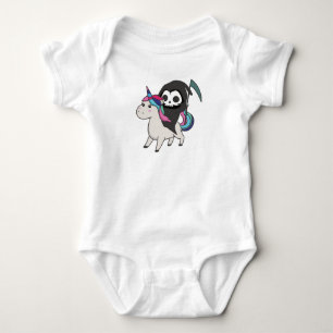 Death Riding Unicorn Funny Unicorns Rainbow Baby Bodysuit