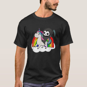 Death riding unicorn funny unicorns rainbow grim r T-Shirt