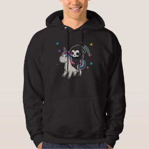 Death Riding Unicorn Funny Unicorns Rainbow Hoodie
