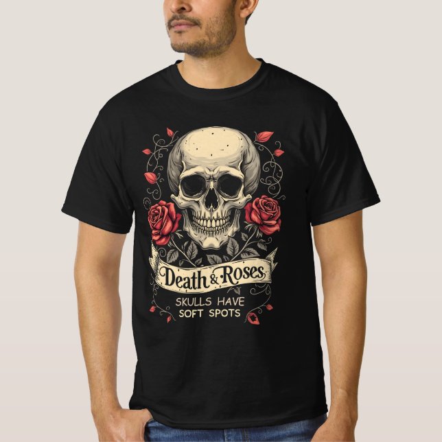 Death & Roses: Skulls Have Soft Spots T-Shirt (Front)