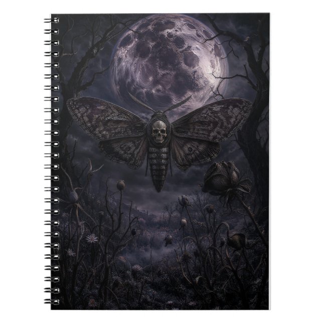 Death’s-Head Moth Gothic Moon Art Print Notebook (Front)