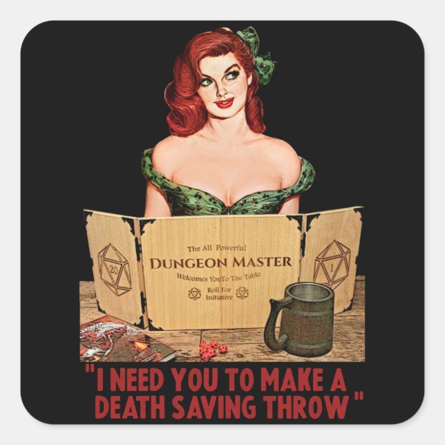 Death Saving Throw Square Sticker (Front)