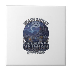Death Smiles Veteran Halloween Ghost Graveyard Hau Ceramic Tile