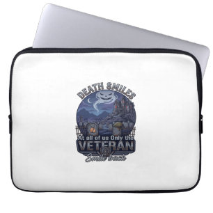 Death Smiles Veteran Halloween Ghost Graveyard Hau Laptop Sleeve
