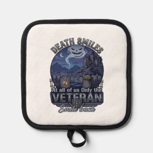 Death Smiles Veteran Halloween Ghost Graveyard Hau Pot Holder