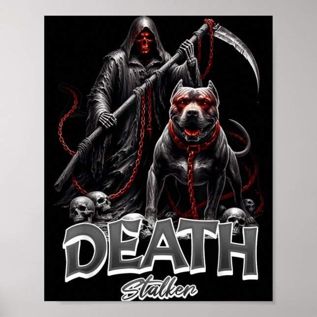 Death Stalker Grim Reaper Dog Halloween Poster (Front)