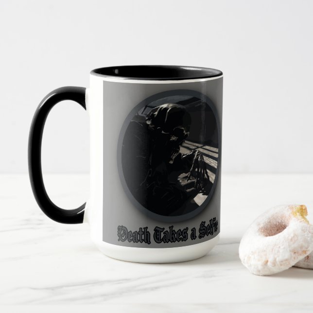 Death Takes a Selfie Mug (With Donut)