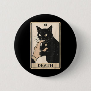 Death Tarot Card Black Cat Halloween Witchy Spooky 6 Cm Round Badge