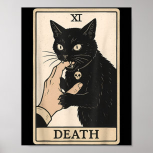 Death Tarot Card Black Cat Halloween Witchy Spooky Poster