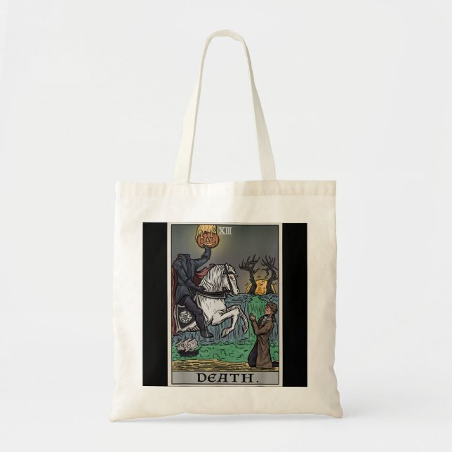 Death Tarot Card Headless Horseman Halloween Spook Tote Bag (Front)