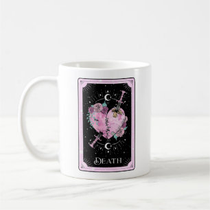 Death Tarot Card Pink and Black Witchy Celestial Coffee Mug