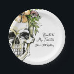 Death to My 20s Birthday Skull  Paper Plate<br><div class="desc">Celebrate the end of your 20s with this beautiful Death to 20s birthday paper plate featuring a watercolor-style skull with pink and yellow flowers on the head.  Additional party supplies and decorations are available at Metro-Event.com and Metro-Events on Zazzle.</div>