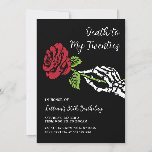 Death to My 20s Rose Invitation (Front)