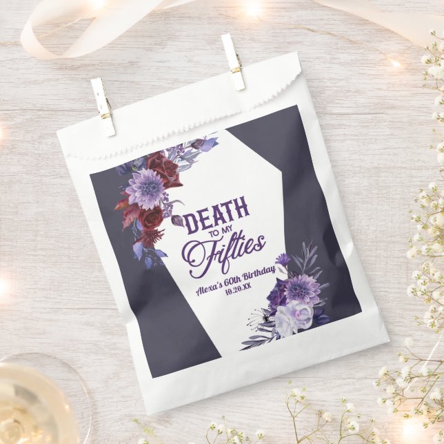 Death To My Fifties Floral 60th Birthday Party Favour Bag (Clipped)