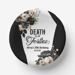 Death To My Forties Floral 50th Birthday Party Paper Plate