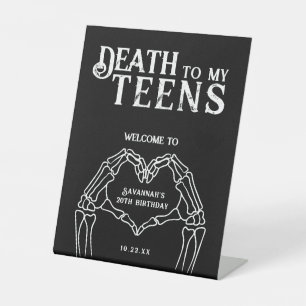 Death To My Teens Trendy Gothic 20th Birthday Pedestal Sign