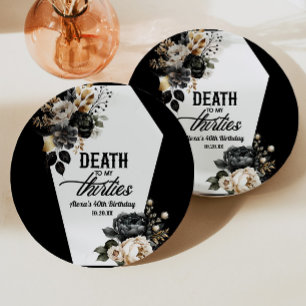 Death To My Thirties Floral 40th Birthday Party Paper Plate