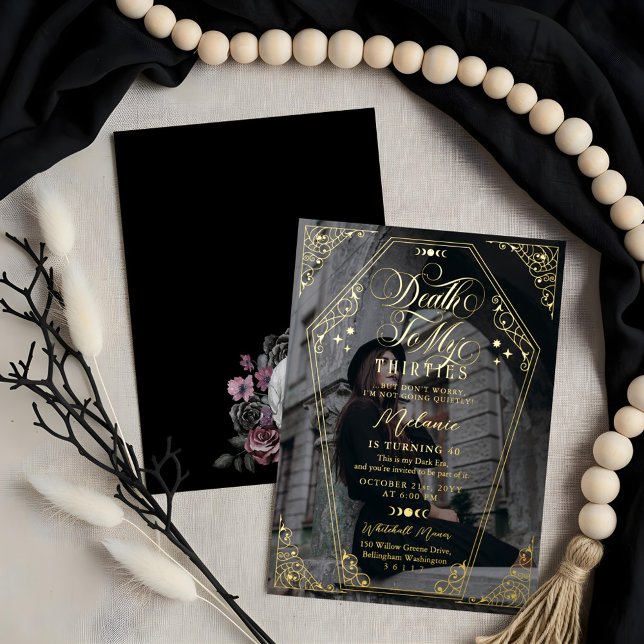 Death to My Thirties Gothic Coffin Birthday Party (Death to My Thirties Gothic Coffin Birthday Party Foil Invitation)
