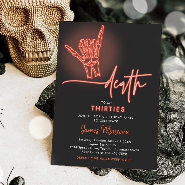 Death To My Thirties Halloween 40th Birthday Party Invitation (Creator Uploaded)