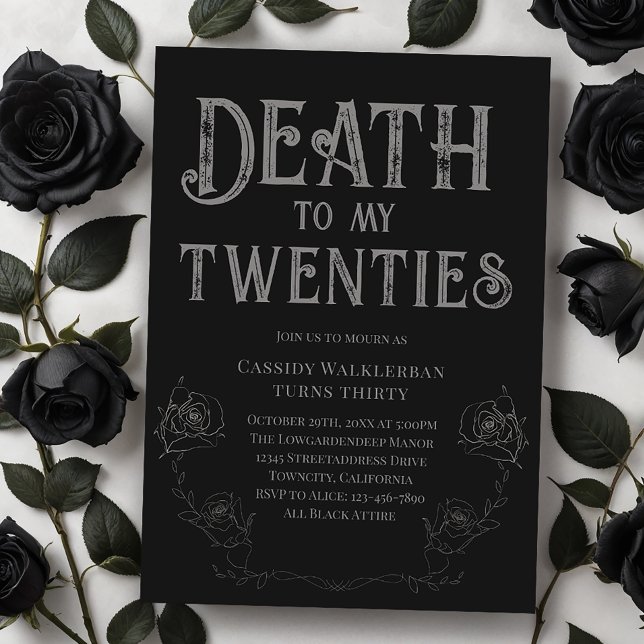 Death to my Twenties 30th Birthday  Invitation (Your twenties are gone. It's time to mourn...and celebrate. Customize this invitation for the party.)