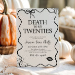 Death to My Twenties 30th Birthday Party Invitation<br><div class="desc">Say farewell to your twenties era in hauntingly chic style with our Death to My Twenties Halloween Birthday Invite. Featuring an elegant black-and-white design with spooky accents, this invitation is perfect for a sophisticated yet fun 'R.I.P. Twenties' celebration. Easily customise with your party details and let the mourning (and partying)...</div>
