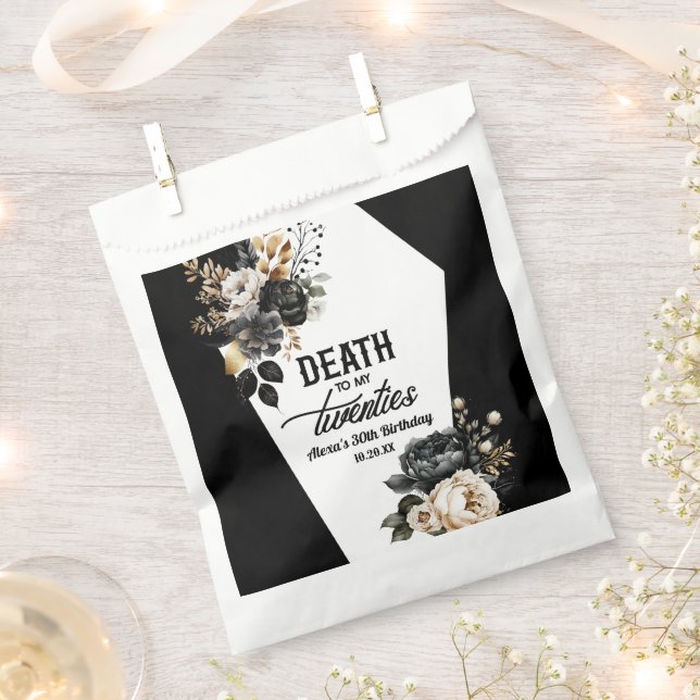 Death To My Twenties Floral 30th Birthday Party Favour Bag (Clipped)