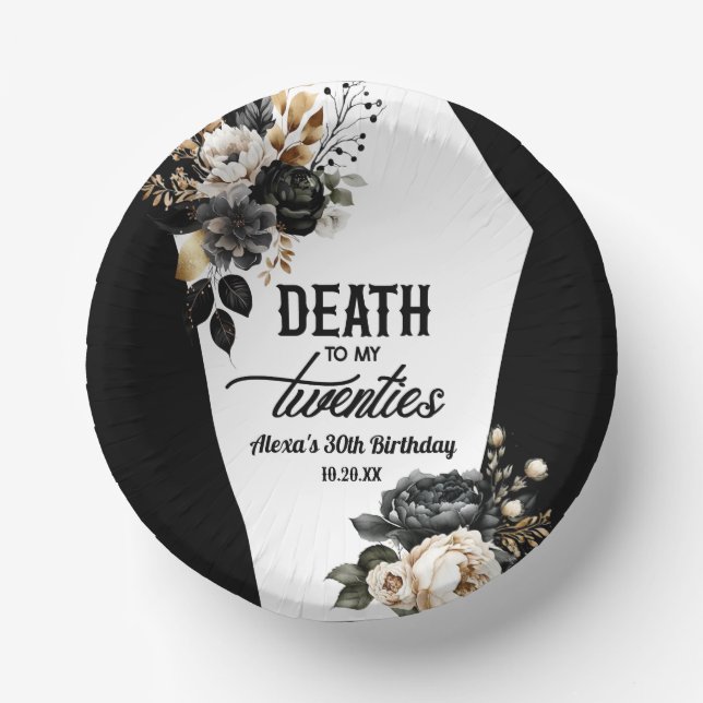 Death To My Twenties Floral 30th Birthday Party Paper Plate (Front)