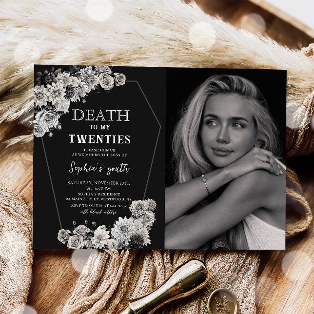 Death To My Twenties Floral 30th Birthday Photo Invitation (Creator Uploaded)