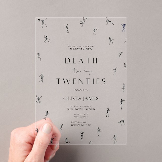 Death to my twenties Halloween 30th birthday  Acrylic Invitations (Insitu (Handheld))