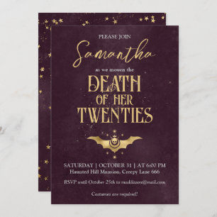 Death To My Twenties Halloween 30th Birthday Party Invitation